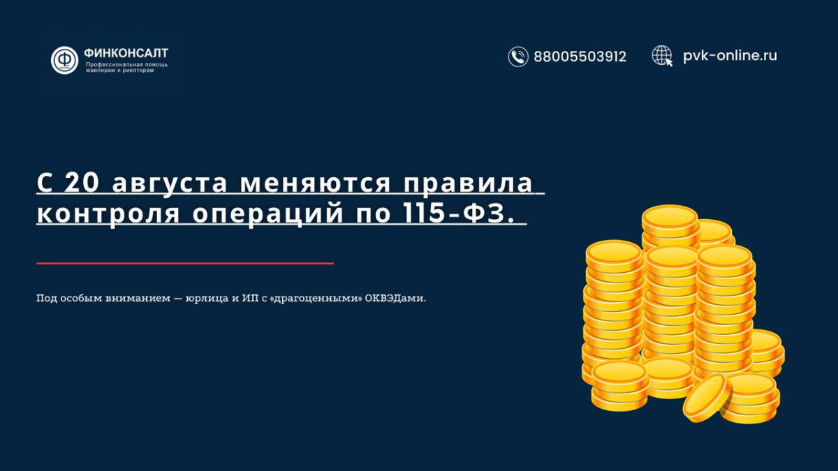 Фото С 20 августа — новый контроль по 115-ФЗ: что грозит предпринимателям с "опасными" ОКВЭДами