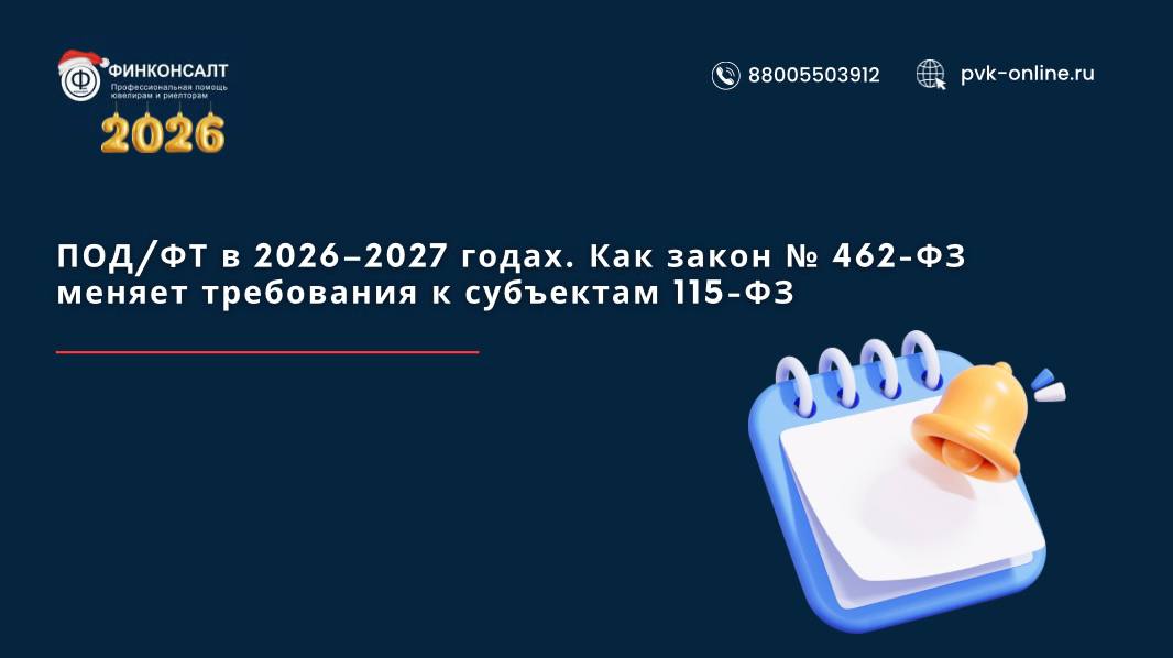 Фото ПОД/ФТ в 2026–2027 годах: как закон № 462‑ФЗ меняет требования к субъектам 115‑ФЗ